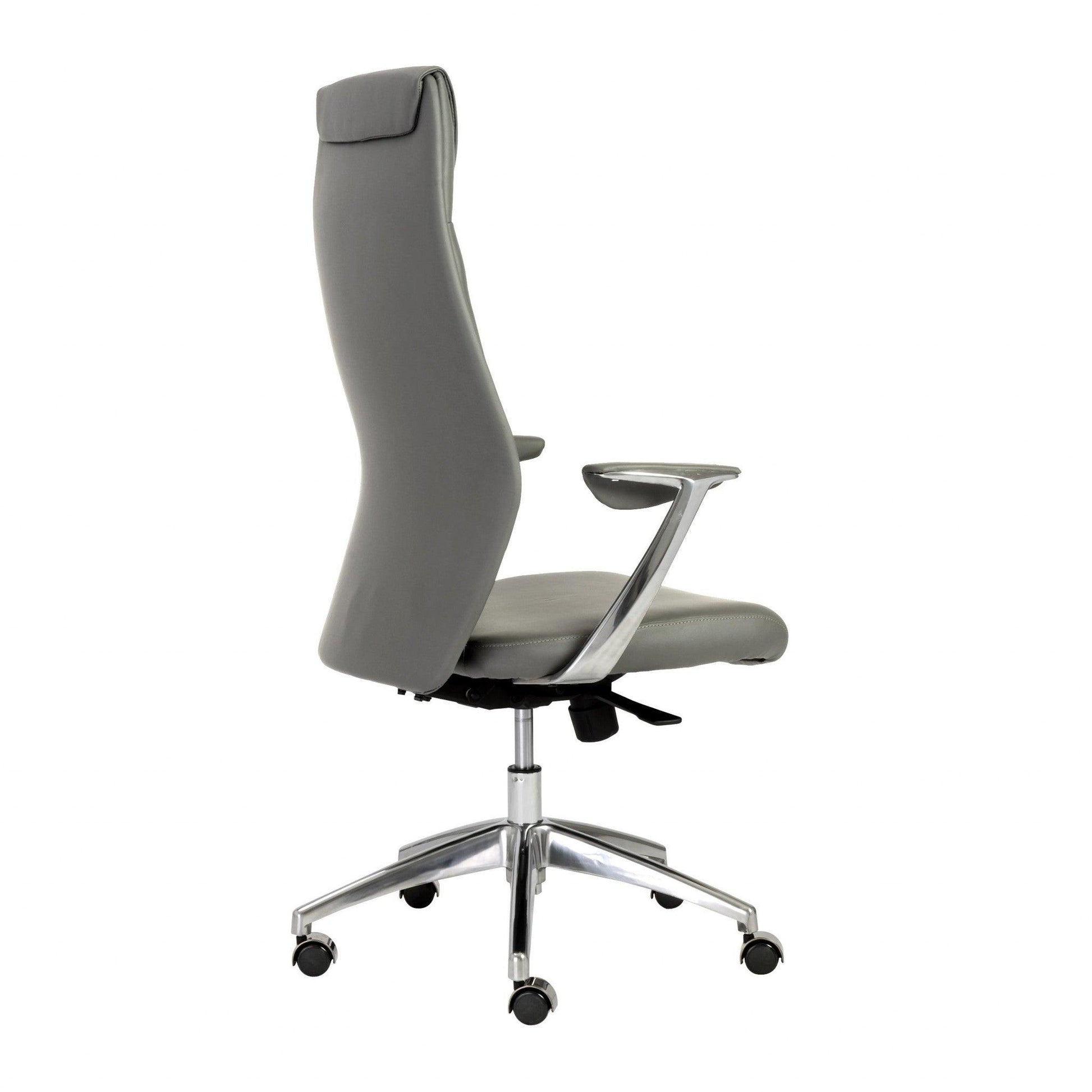 25.50" X 27" X 50" High Back Office Chair in Gray with Polished Aluminum Base - AFS