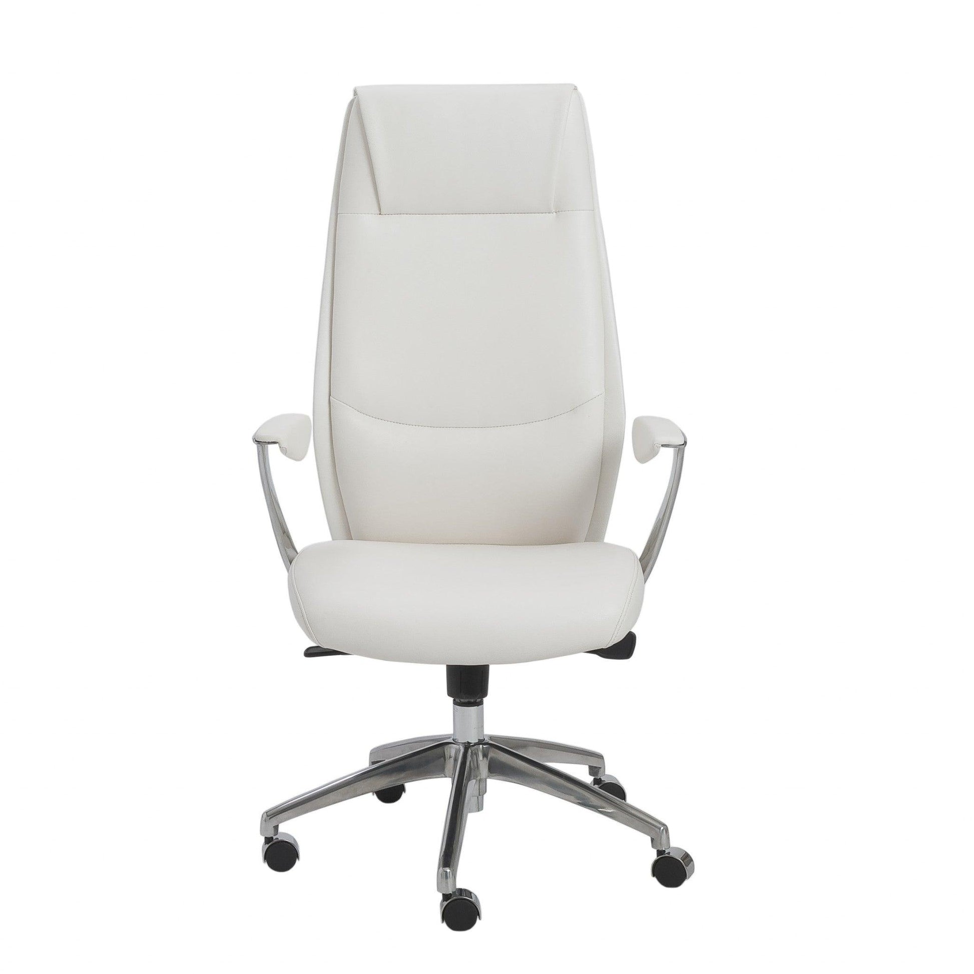 25.50" X 27" X 50" High Back Office Chair in White with Polished Aluminum Base - AFS