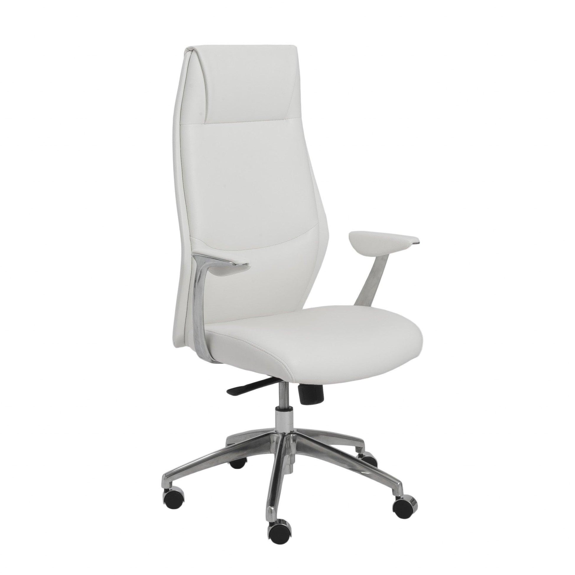 25.50" X 27" X 50" High Back Office Chair in White with Polished Aluminum Base - AFS