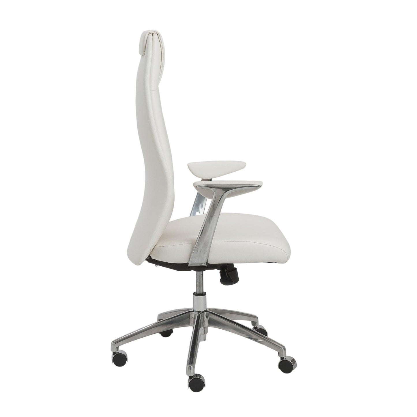 25.50" X 27" X 50" High Back Office Chair in White with Polished Aluminum Base - AFS