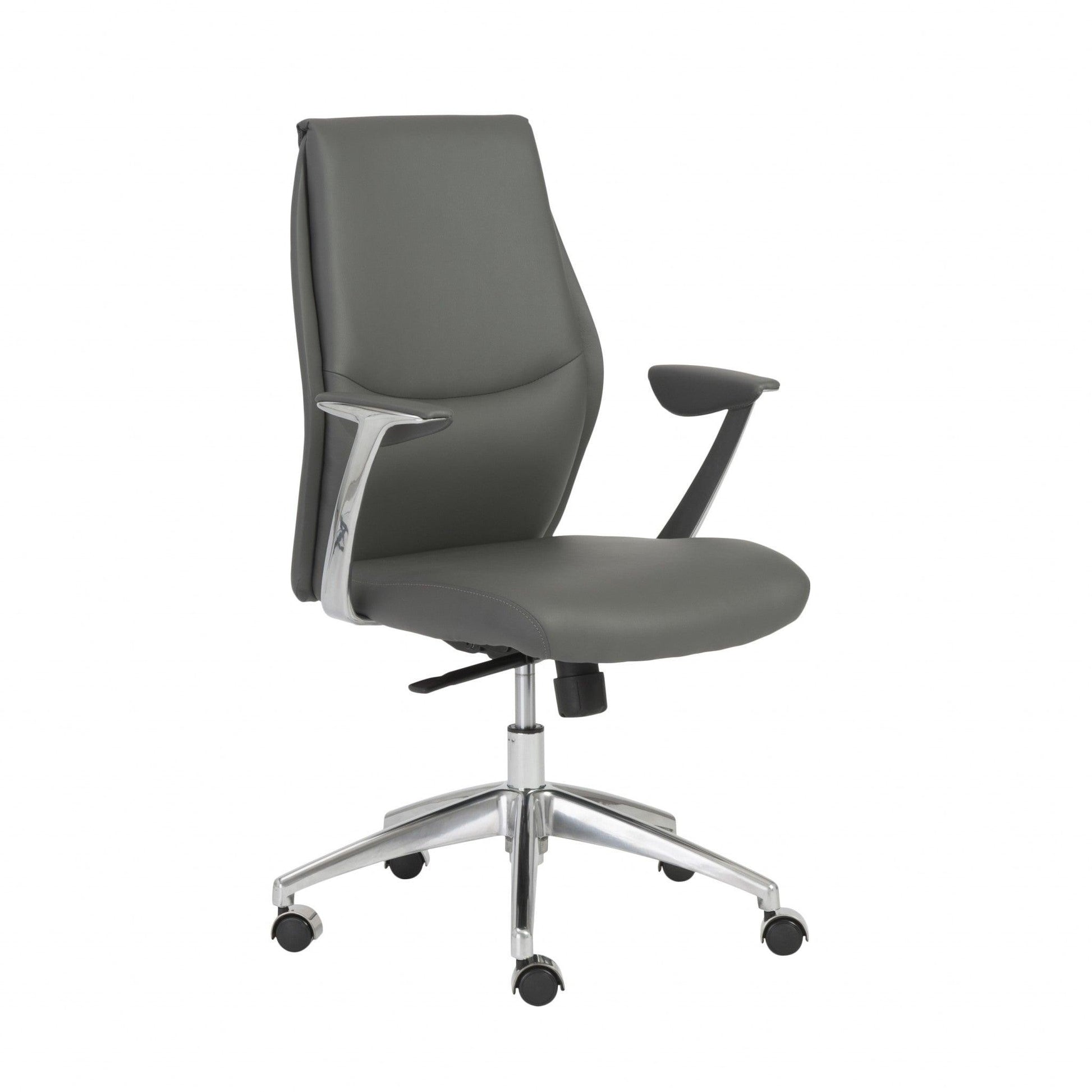 25.50" X 27" X 42.75" Low Back Office Chair in Gray with Polished Aluminum Base - AFS