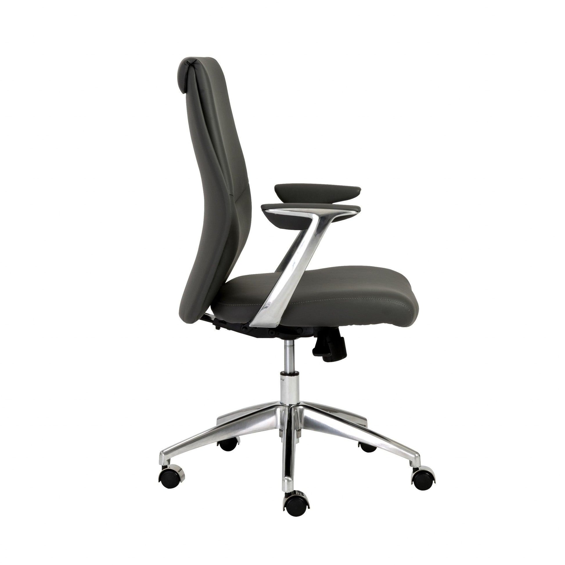 25.50" X 27" X 42.75" Low Back Office Chair in Gray with Polished Aluminum Base - AFS