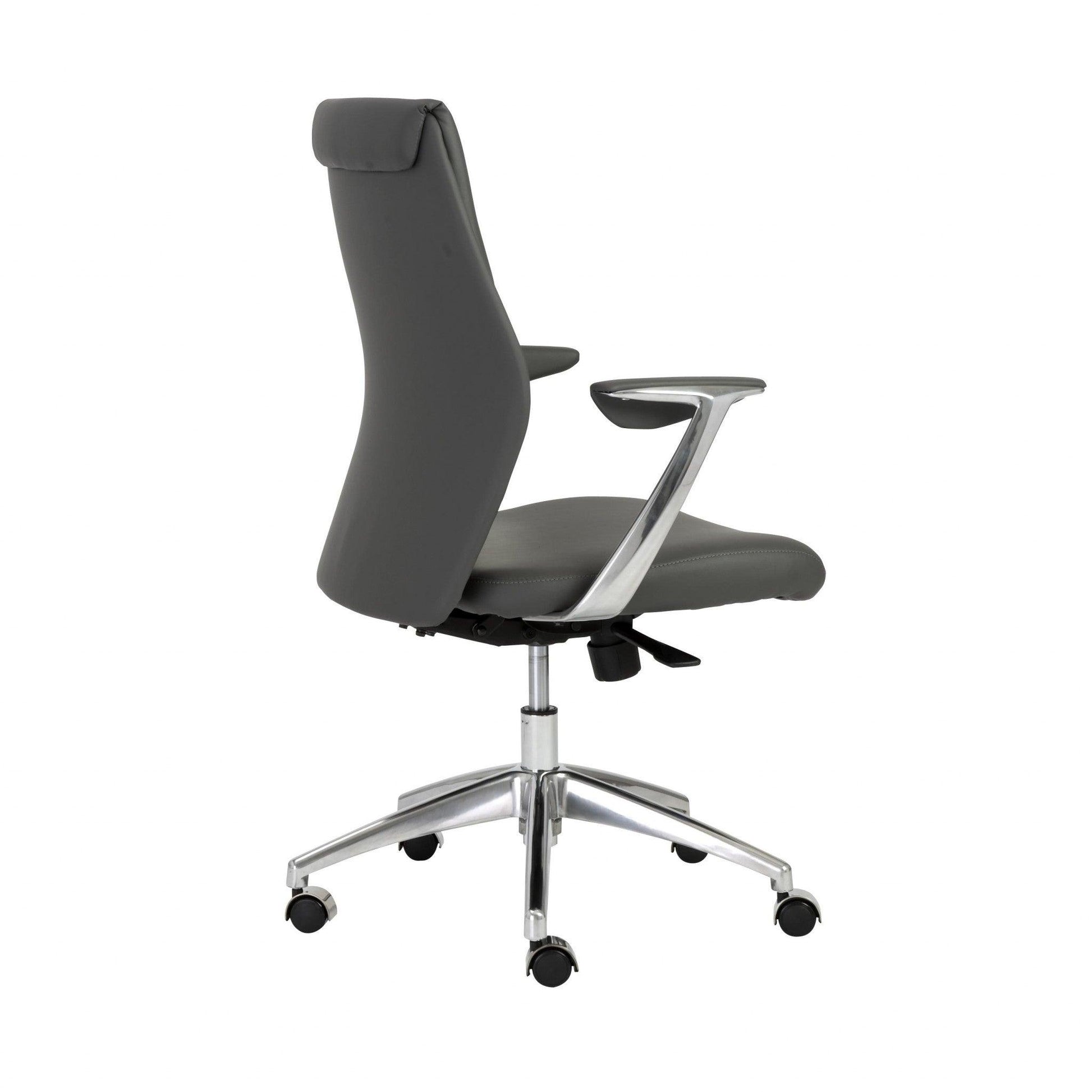 25.50" X 27" X 42.75" Low Back Office Chair in Gray with Polished Aluminum Base - AFS