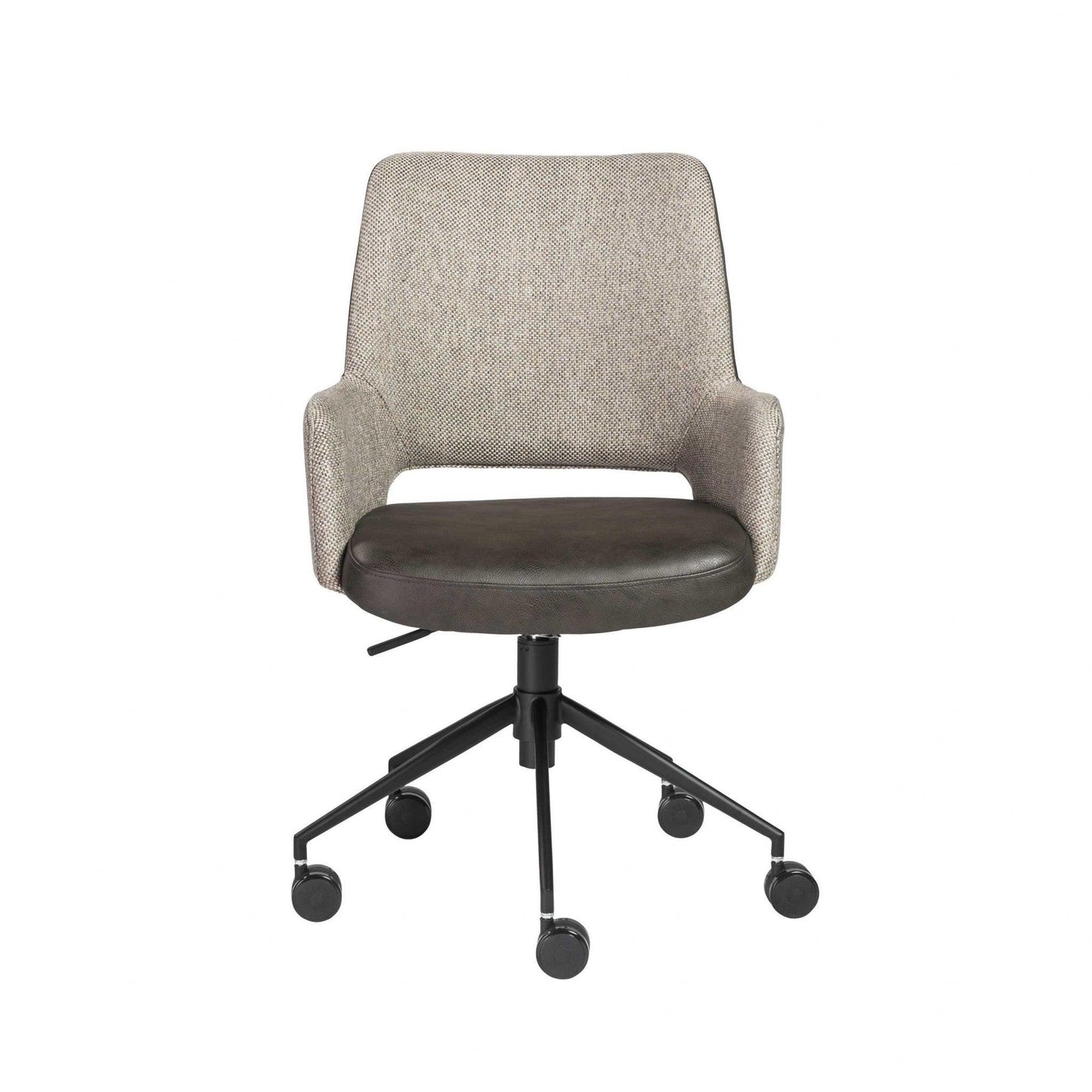 21.26" X 25.60" X 37.21" Tilt Office Chair in Light Gray Fabric and Dark Gray Leatherette with Black Base - AFS