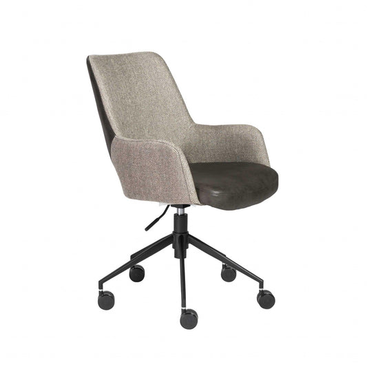 21.26" X 25.60" X 37.21" Tilt Office Chair in Light Gray Fabric and Dark Gray Leatherette with Black Base - AFS