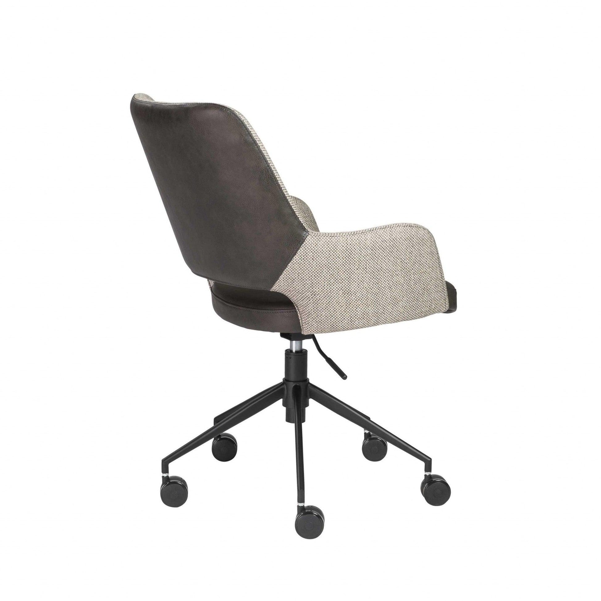 21.26" X 25.60" X 37.21" Tilt Office Chair in Light Gray Fabric and Dark Gray Leatherette with Black Base - AFS