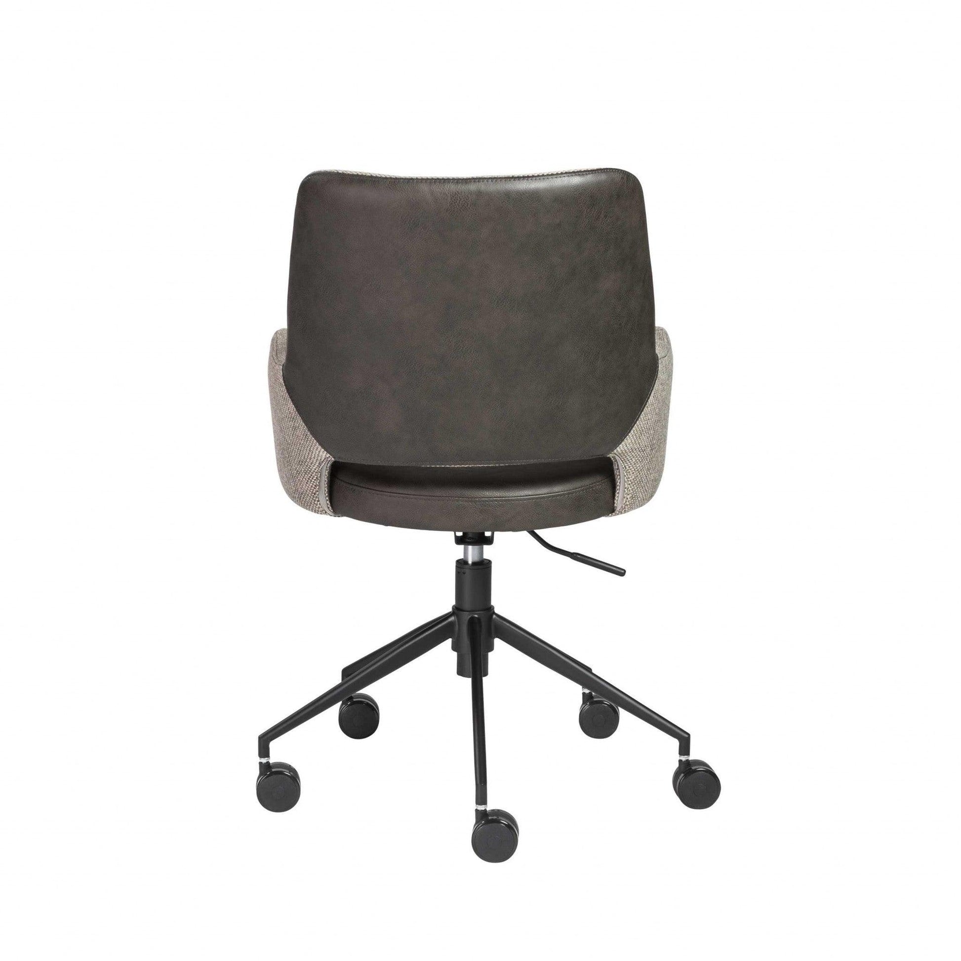 21.26" X 25.60" X 37.21" Tilt Office Chair in Light Gray Fabric and Dark Gray Leatherette with Black Base - AFS