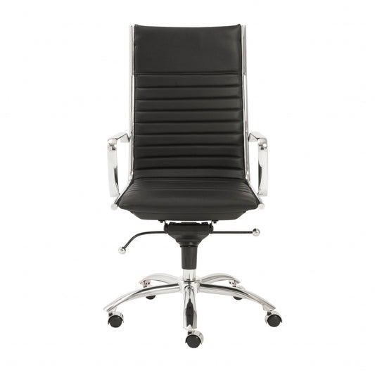 26.38" X 25.60" X 45.08" High Back Office Chair in Black with Chromed Steel Base - AFS