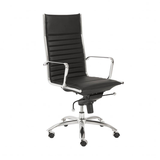 26.38" X 25.60" X 45.08" High Back Office Chair in Black with Chromed Steel Base - AFS