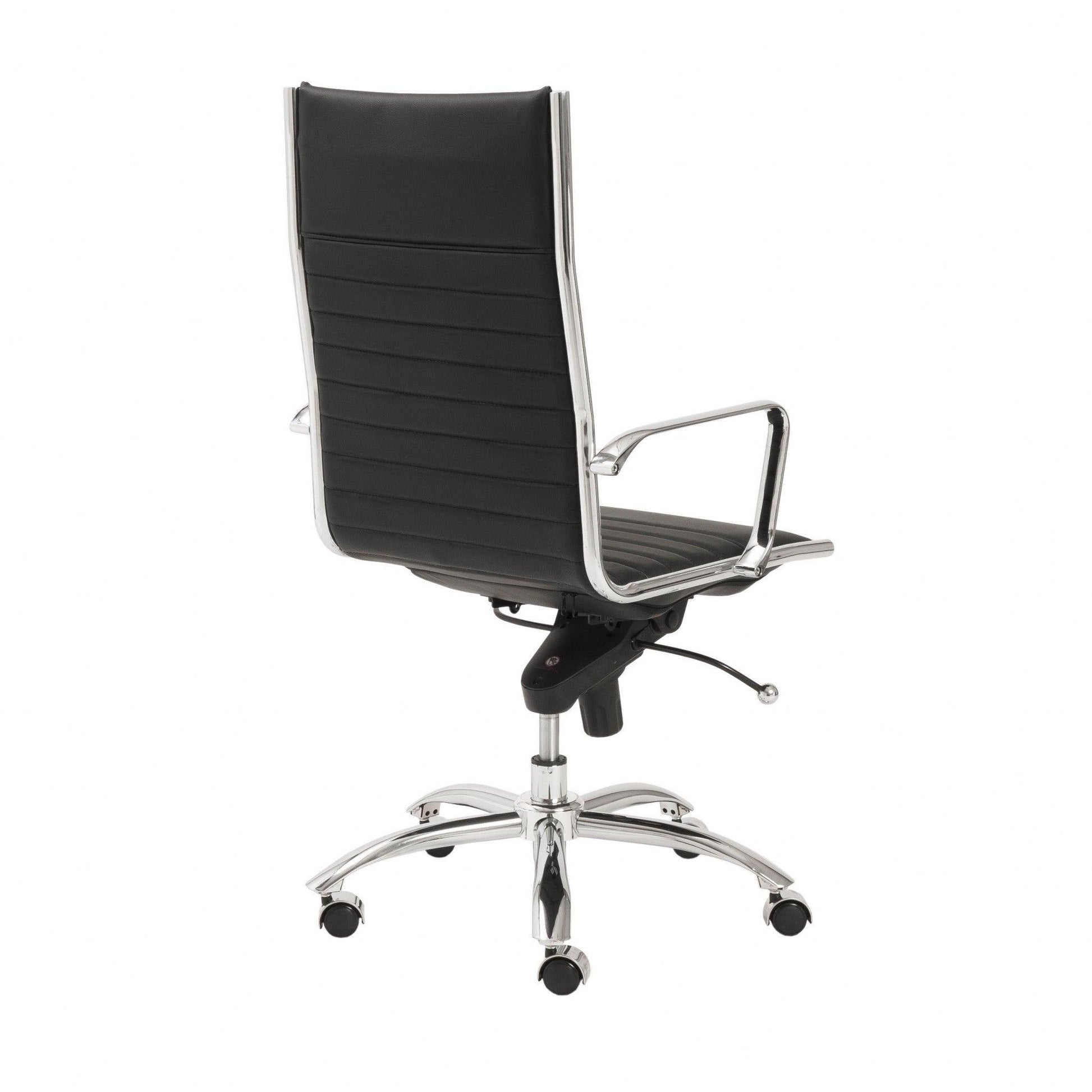 26.38" X 25.60" X 45.08" High Back Office Chair in Black with Chromed Steel Base - AFS