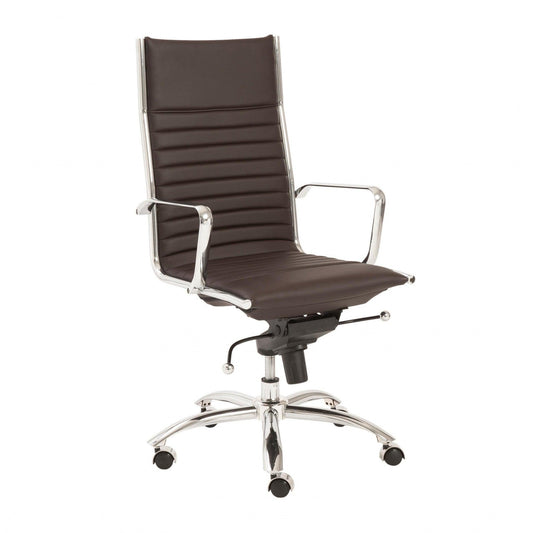 26.38" X 25.60" X 45.08" High Back Office Chair in Brown with Chromed Steel Base - AFS