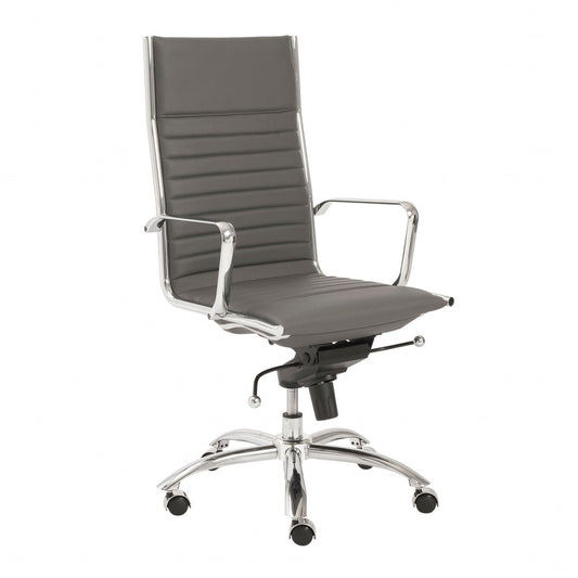 26.38" X 25.60" X 45.08" High Back Office Chair in Gray with Chromed Steel Base - AFS