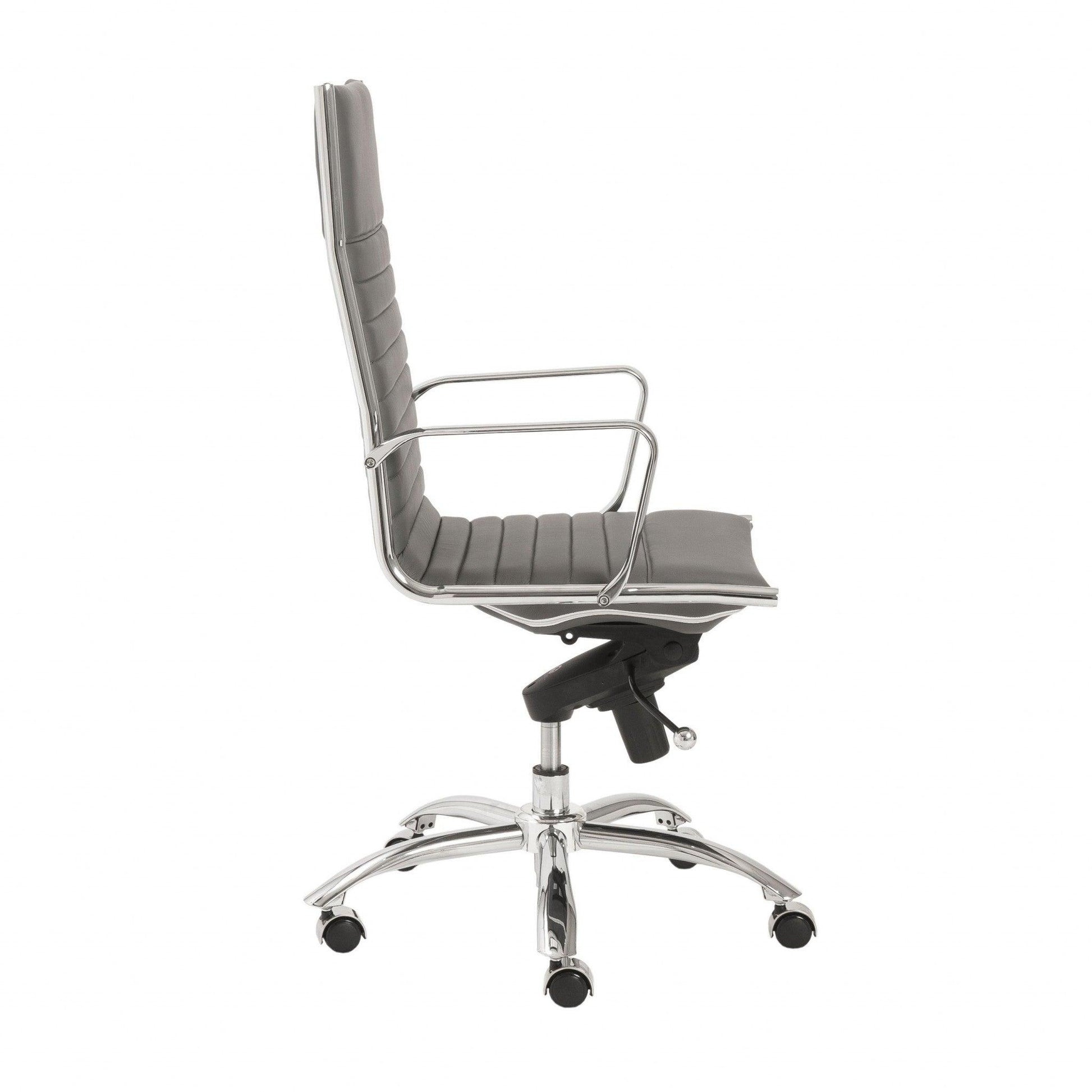 26.38" X 25.60" X 45.08" High Back Office Chair in Gray with Chromed Steel Base - AFS