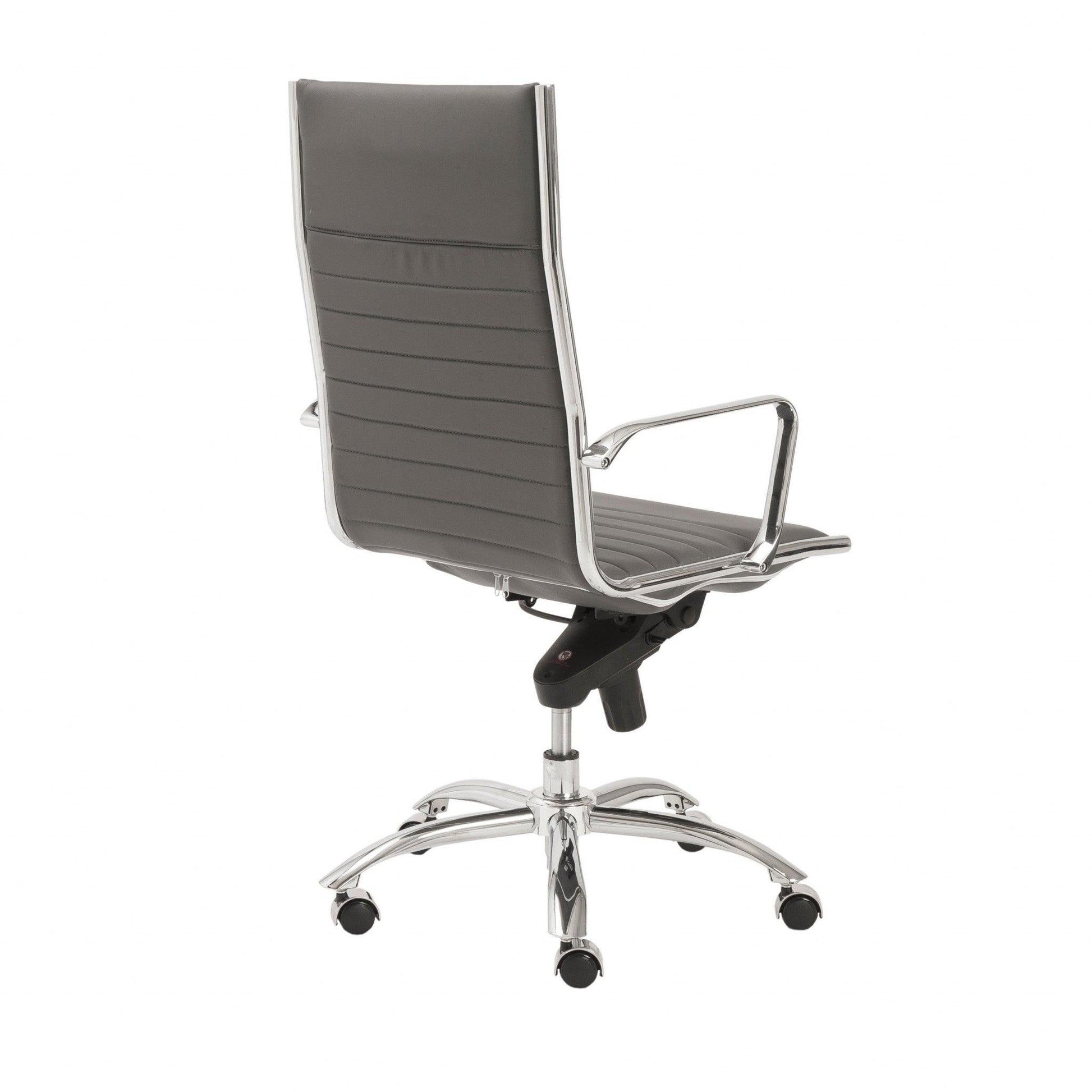 26.38" X 25.60" X 45.08" High Back Office Chair in Gray with Chromed Steel Base - AFS