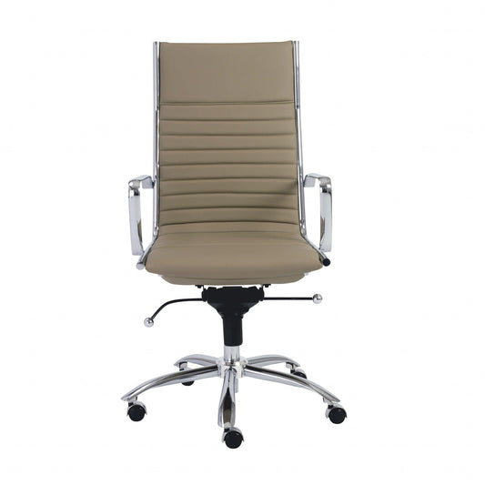 26.38" X 25.60" X 45.08" High Back Office Chair in Taupe with Chromed Steel Base - AFS