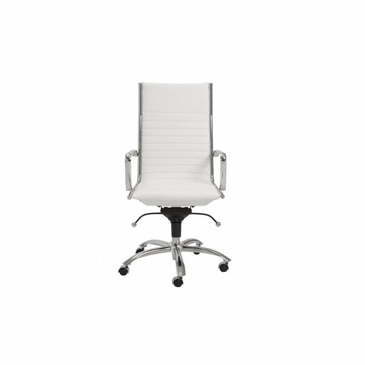 26.38" X 25.60" X 45.08" High Back Office Chair in White with Chromed Steel Base - AFS