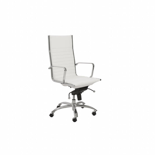 26.38" X 25.60" X 45.08" High Back Office Chair in White with Chromed Steel Base - AFS