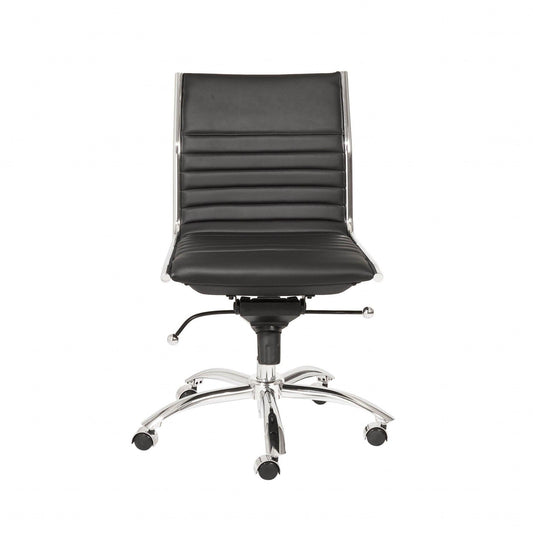 26.38" X 25.99" X 38.19" Low Back Office Chair without Armrests in Black with Chromed Steel Base - AFS