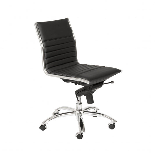 26.38" X 25.99" X 38.19" Low Back Office Chair without Armrests in Black with Chromed Steel Base - AFS