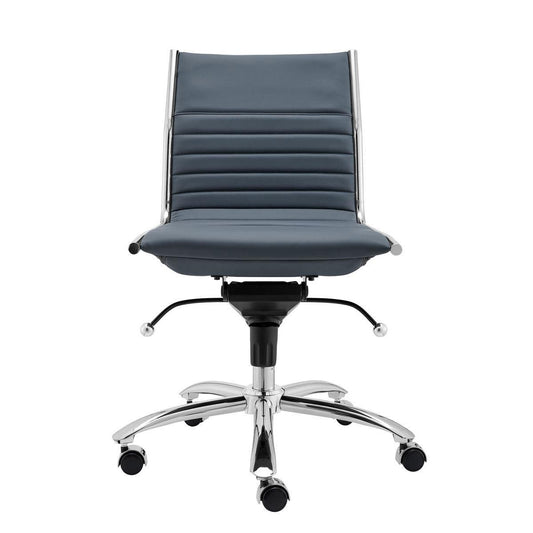 26.38" X 25.99" X 38.19" Low Back Office Chair without Armrests in Blue with Chromed Steel Base - AFS