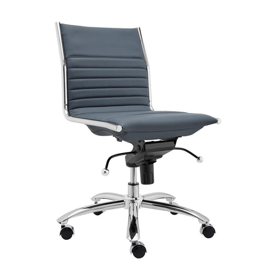 26.38" X 25.99" X 38.19" Low Back Office Chair without Armrests in Blue with Chromed Steel Base - AFS