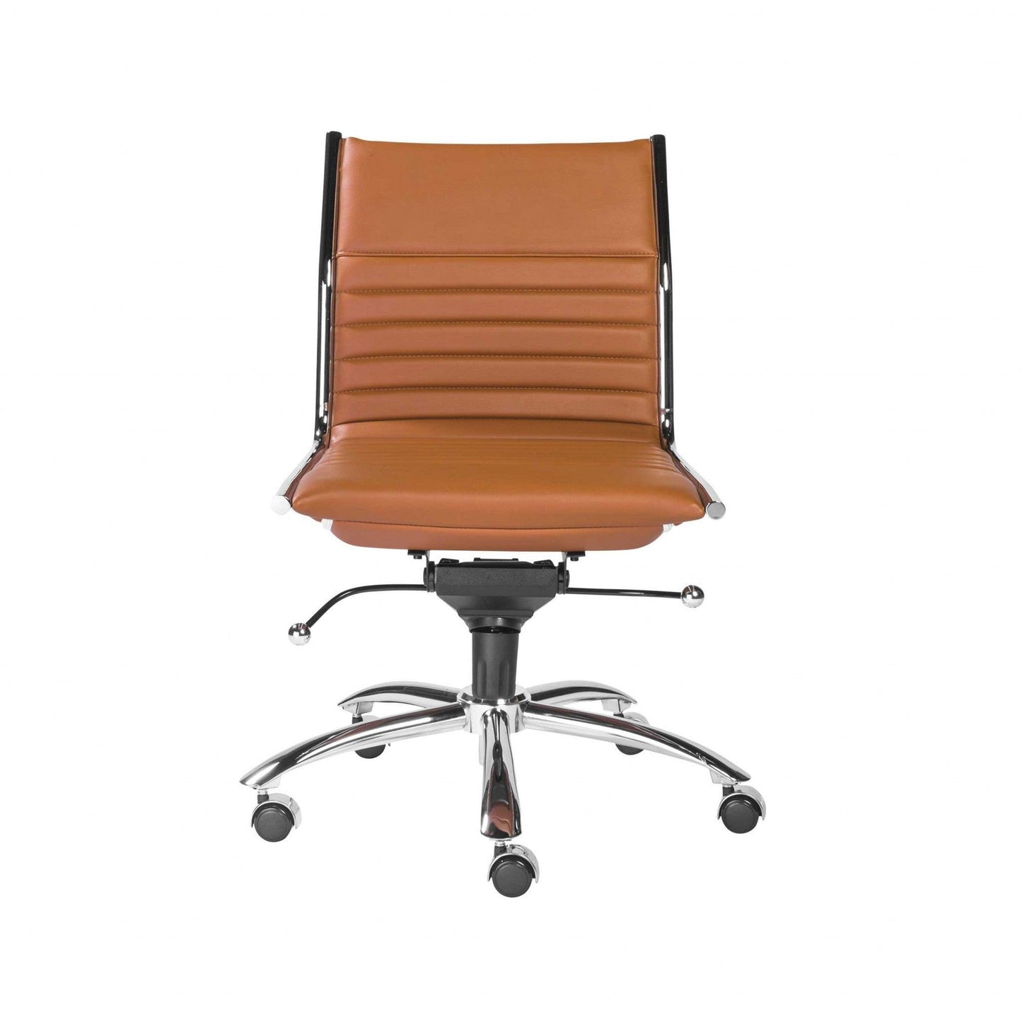 26.38" X 25.99" X 38.19" Armless Low Back Office Chair in Cognac with Chrome Base - AFS