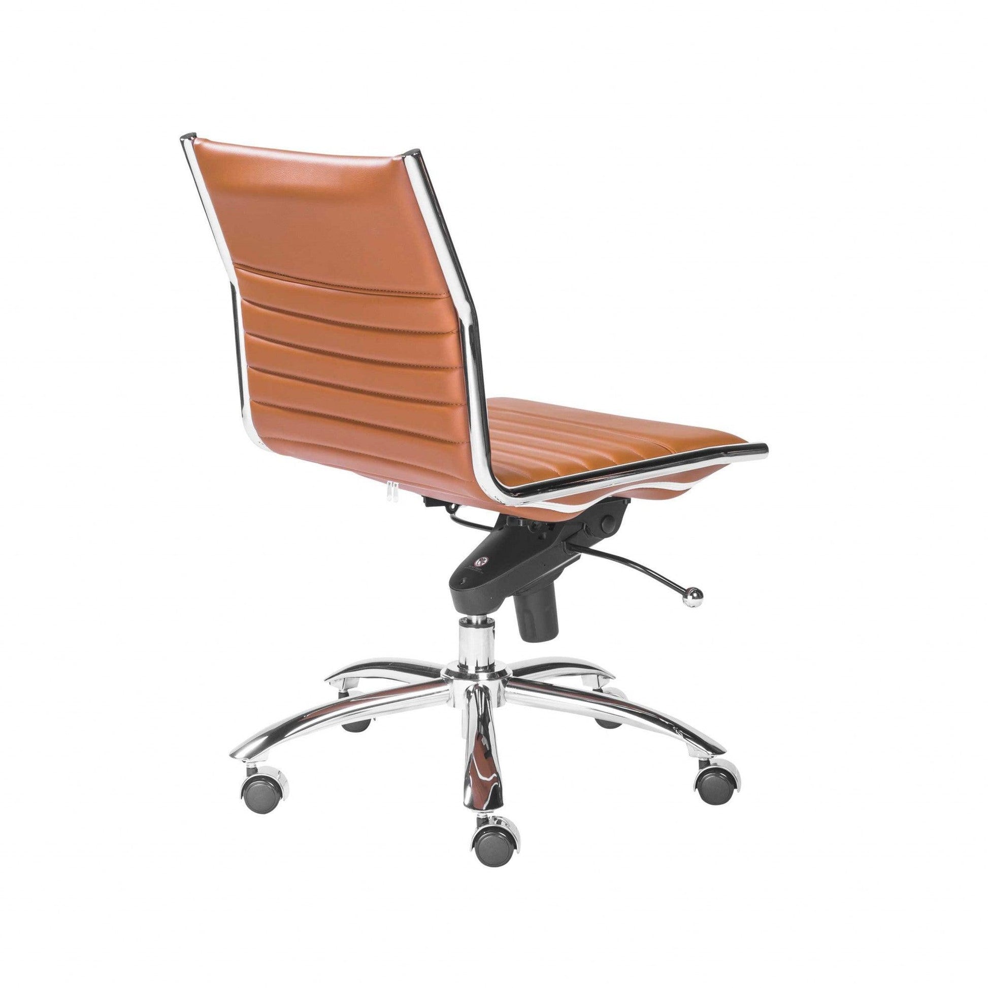 26.38" X 25.99" X 38.19" Armless Low Back Office Chair in Cognac with Chrome Base - AFS