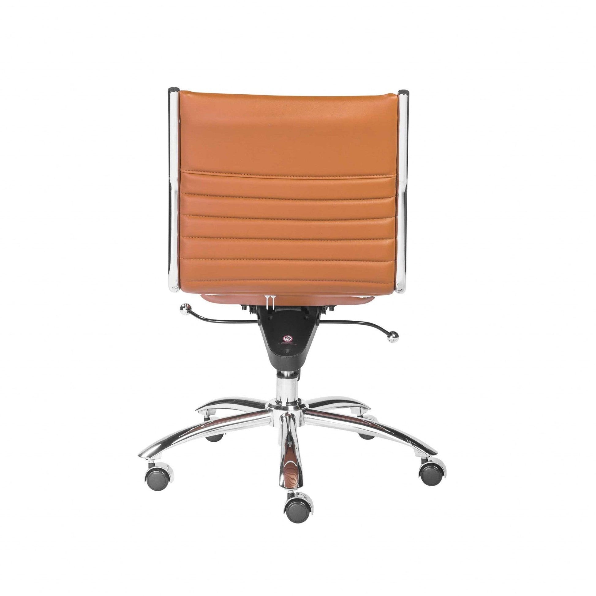 26.38" X 25.99" X 38.19" Armless Low Back Office Chair in Cognac with Chrome Base - AFS