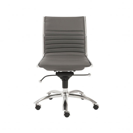 26.38" X 25.99" X 38.19" Low Back Office Chair without Armrests in Gray with Chromed Steel Base - AFS