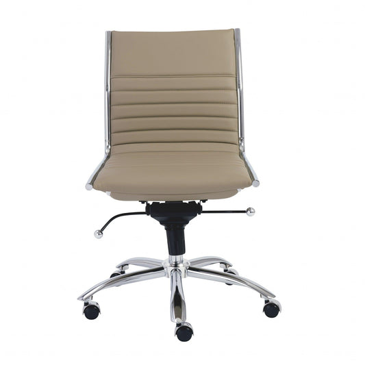 26.38" X 25.99" X 38.19" Low Back Office Chair without Armrests in Taupe with Chromed Steel Base - AFS