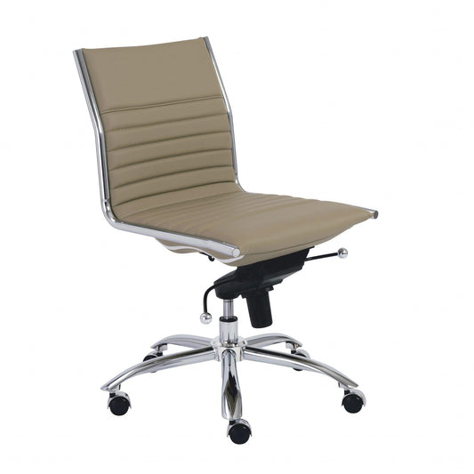 26.38" X 25.99" X 38.19" Low Back Office Chair without Armrests in Taupe with Chromed Steel Base - AFS