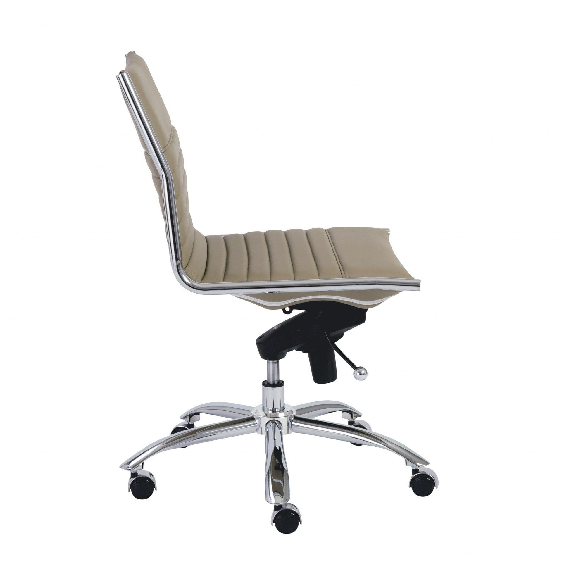 26.38" X 25.99" X 38.19" Low Back Office Chair without Armrests in Taupe with Chromed Steel Base - AFS