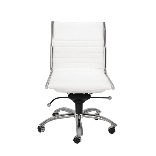 26.38" X 25.99" X 38.19" Low Back Office Chair without Armrests in White with Chromed Steel Base - AFS