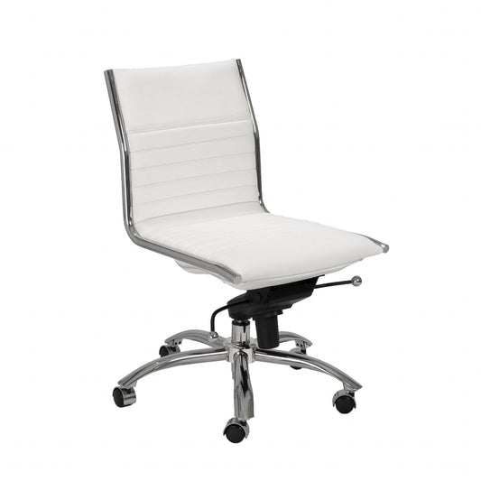 26.38" X 25.99" X 38.19" Low Back Office Chair without Armrests in White with Chromed Steel Base - AFS