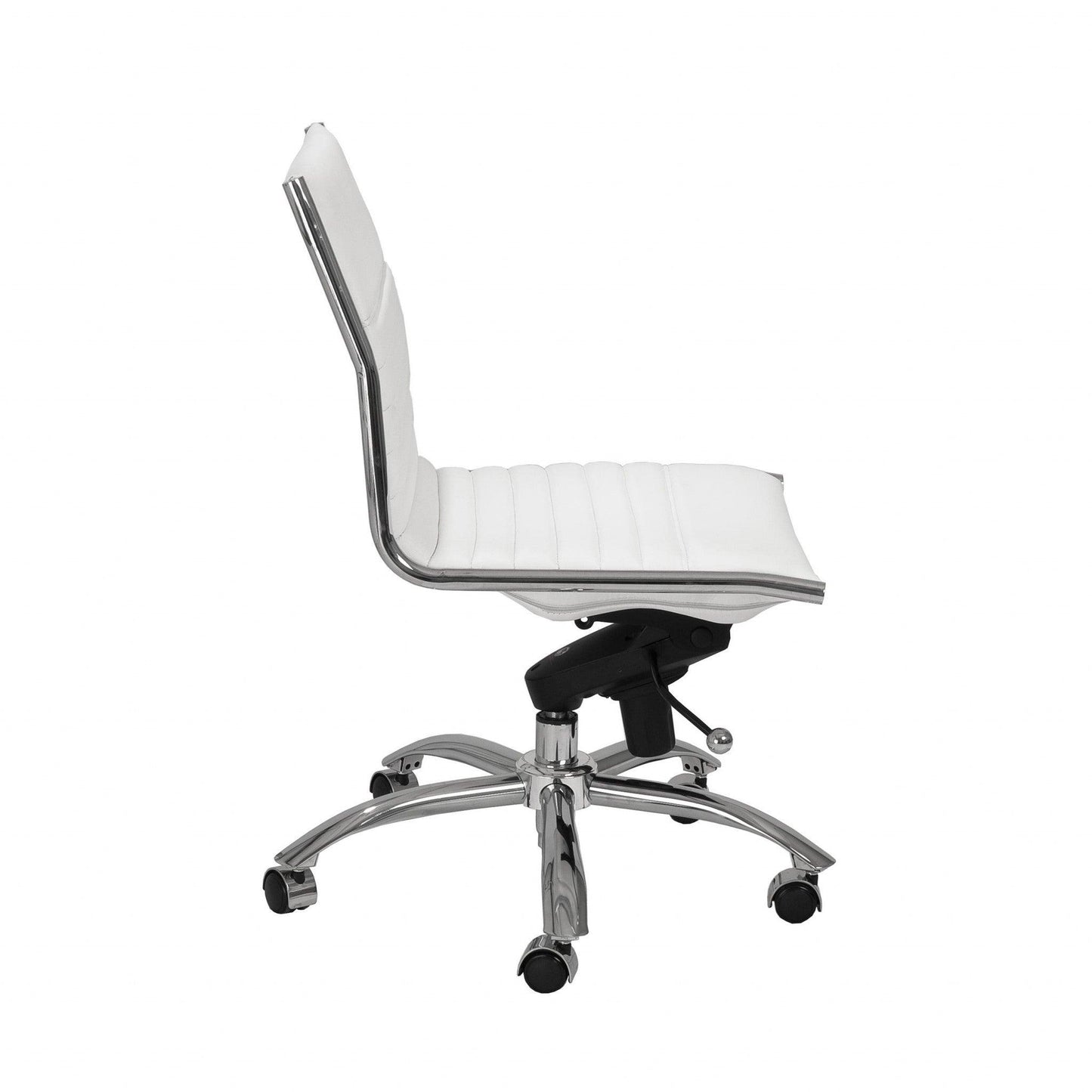26.38" X 25.99" X 38.19" Low Back Office Chair without Armrests in White with Chromed Steel Base - AFS