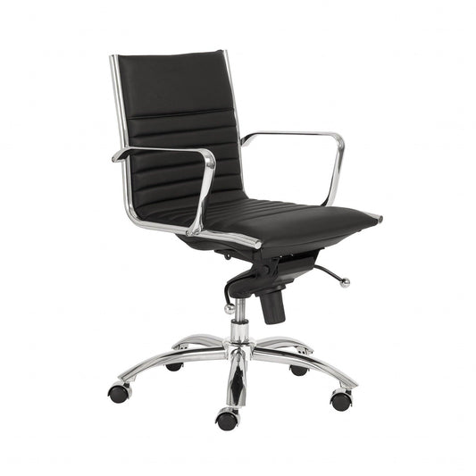 27.01" X 25.04" X 38" Low Back Office Chair in Black with Chromed Steel Base - AFS