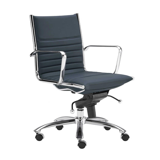 27.01" X 25.04" X 38" Low Back Office Chair in Blue with Chromed Steel Base - AFS