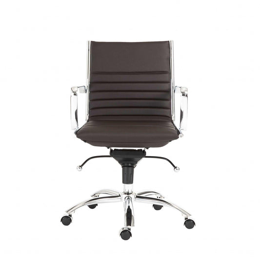 27.01" X 25.04" X 38" Low Back Office Chair in Brown with Chromed Steel Base - AFS