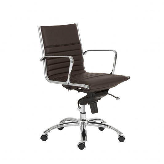 27.01" X 25.04" X 38" Low Back Office Chair in Brown with Chromed Steel Base - AFS