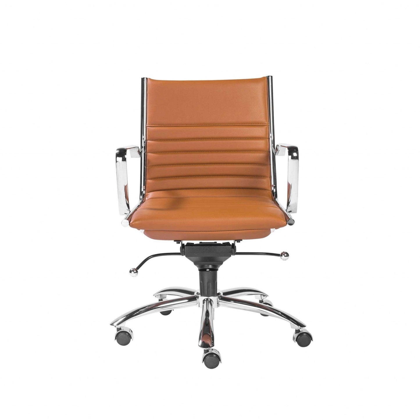 27.01" X 25.04" X 38" Low Back Office Chair in Cognac with Chrome Base - AFS