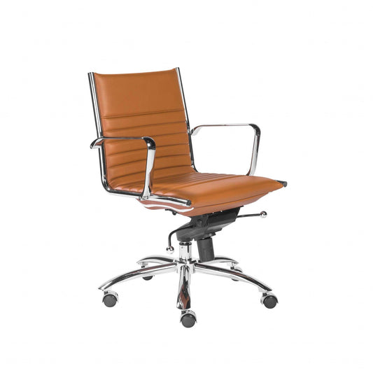 27.01" X 25.04" X 38" Low Back Office Chair in Cognac with Chrome Base - AFS