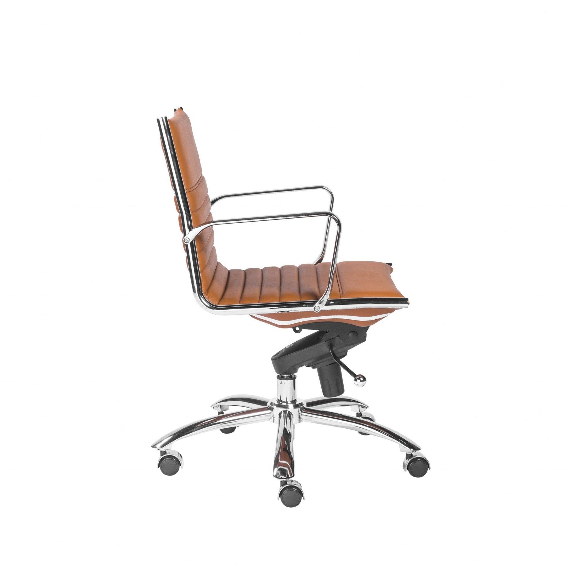 27.01" X 25.04" X 38" Low Back Office Chair in Cognac with Chrome Base - AFS