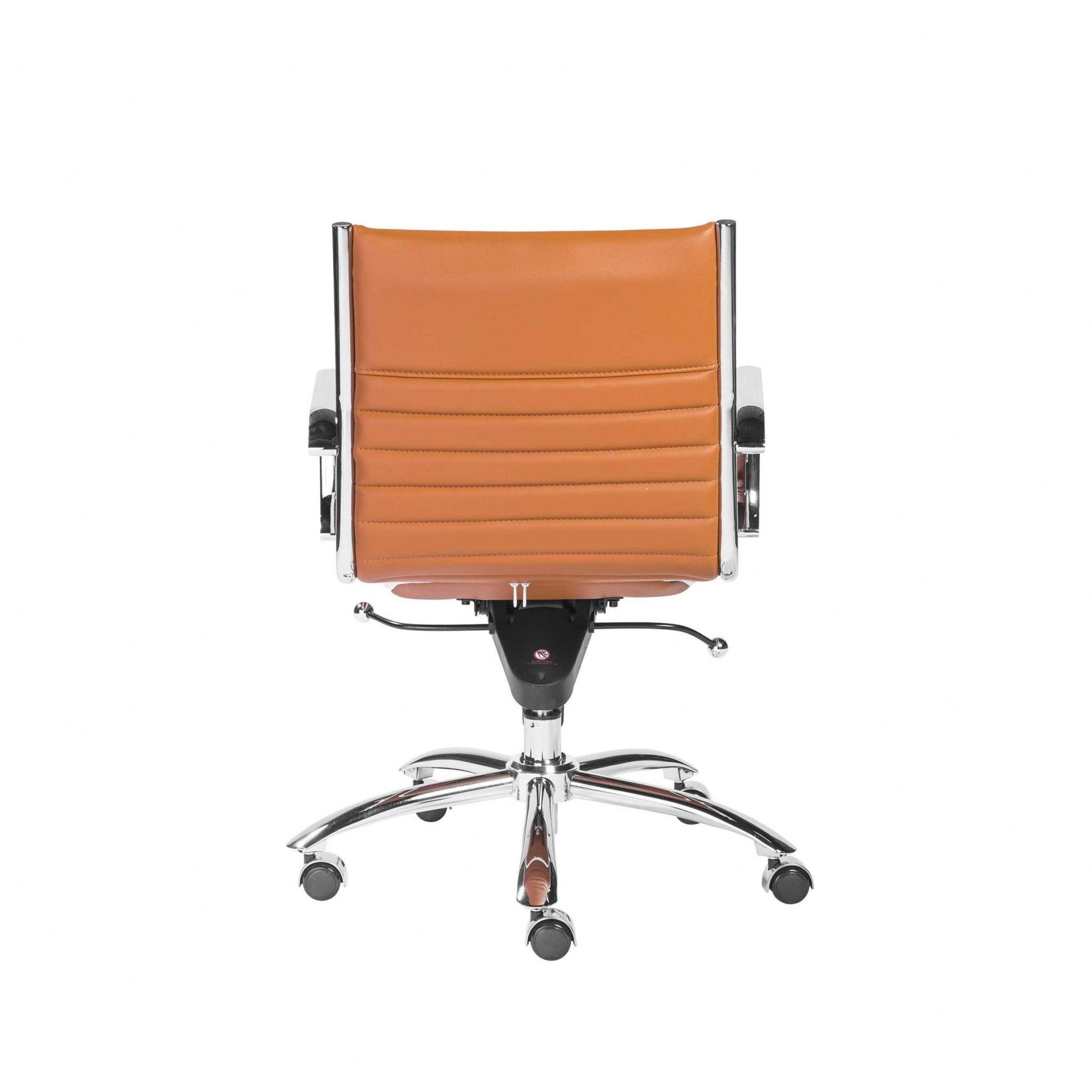 27.01" X 25.04" X 38" Low Back Office Chair in Cognac with Chrome Base - AFS