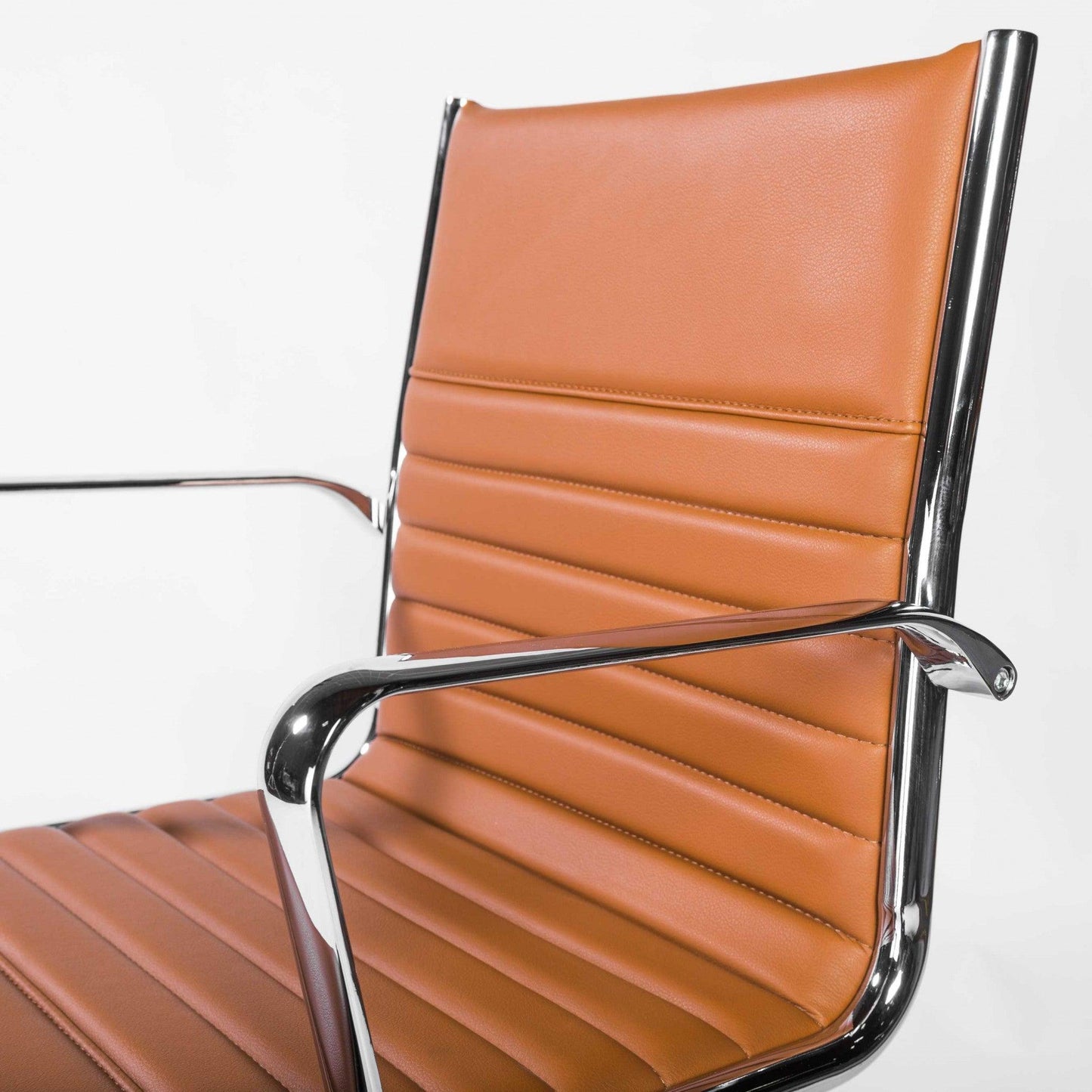 27.01" X 25.04" X 38" Low Back Office Chair in Cognac with Chrome Base - AFS