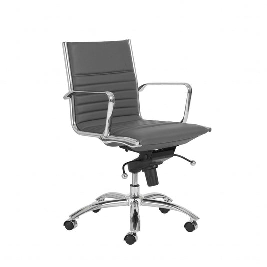 27.01" X 25.04" X 38" Low Back Office Chair in Gray with Chromed Steel Base - AFS