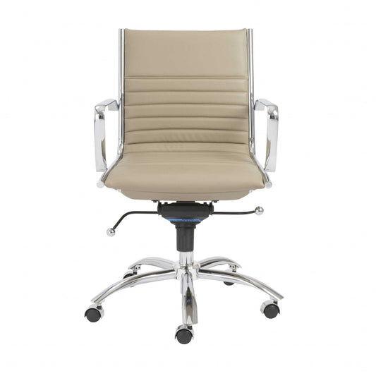 27.01" X 25.04" X 38" Low Back Office Chair in Taupe with Chromed Steel Base - AFS