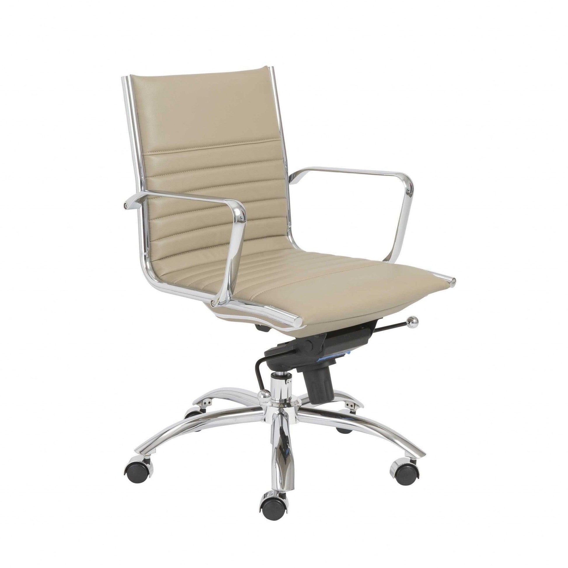 27.01" X 25.04" X 38" Low Back Office Chair in Taupe with Chromed Steel Base - AFS