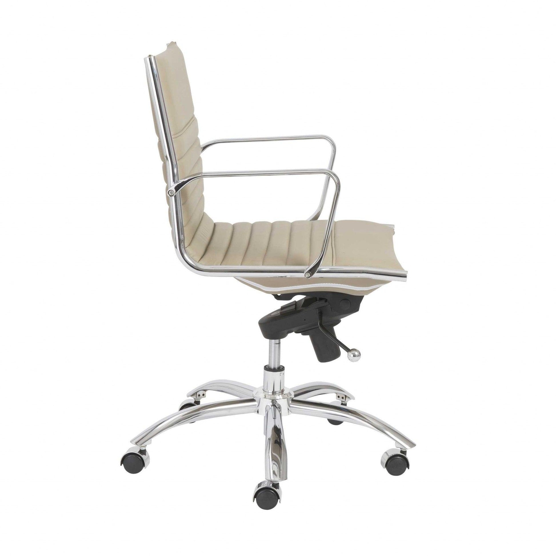 27.01" X 25.04" X 38" Low Back Office Chair in Taupe with Chromed Steel Base - AFS