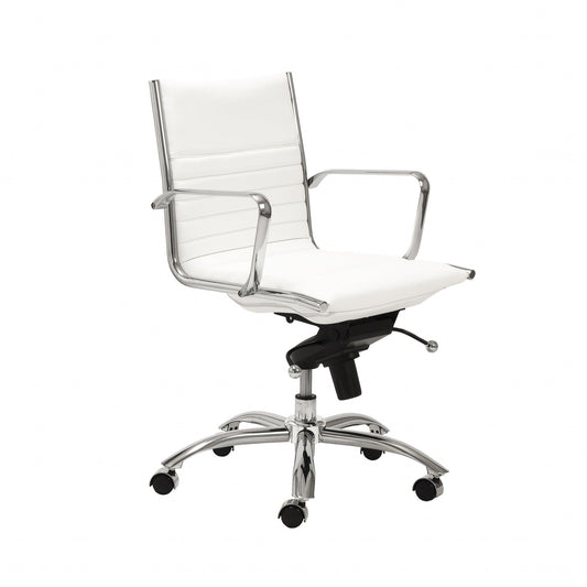 27.01" X 25.04" X 38" Low Back Office Chair in White with Chromed Steel Base - AFS