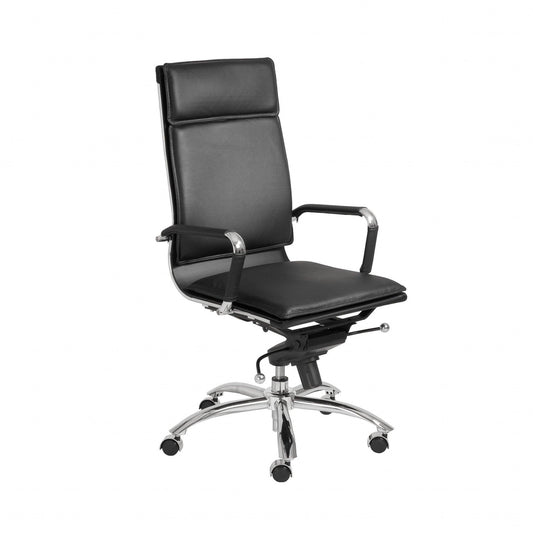 26.38" X 27.56" X 45.87" High Back Office Chair in Black with Chromed Steel Base - AFS